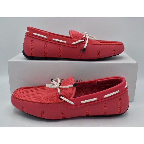 SWIMS Mens Size 14 Braided Lace Campari Red Pink Coral Slip On Loafers Shoes main image 7